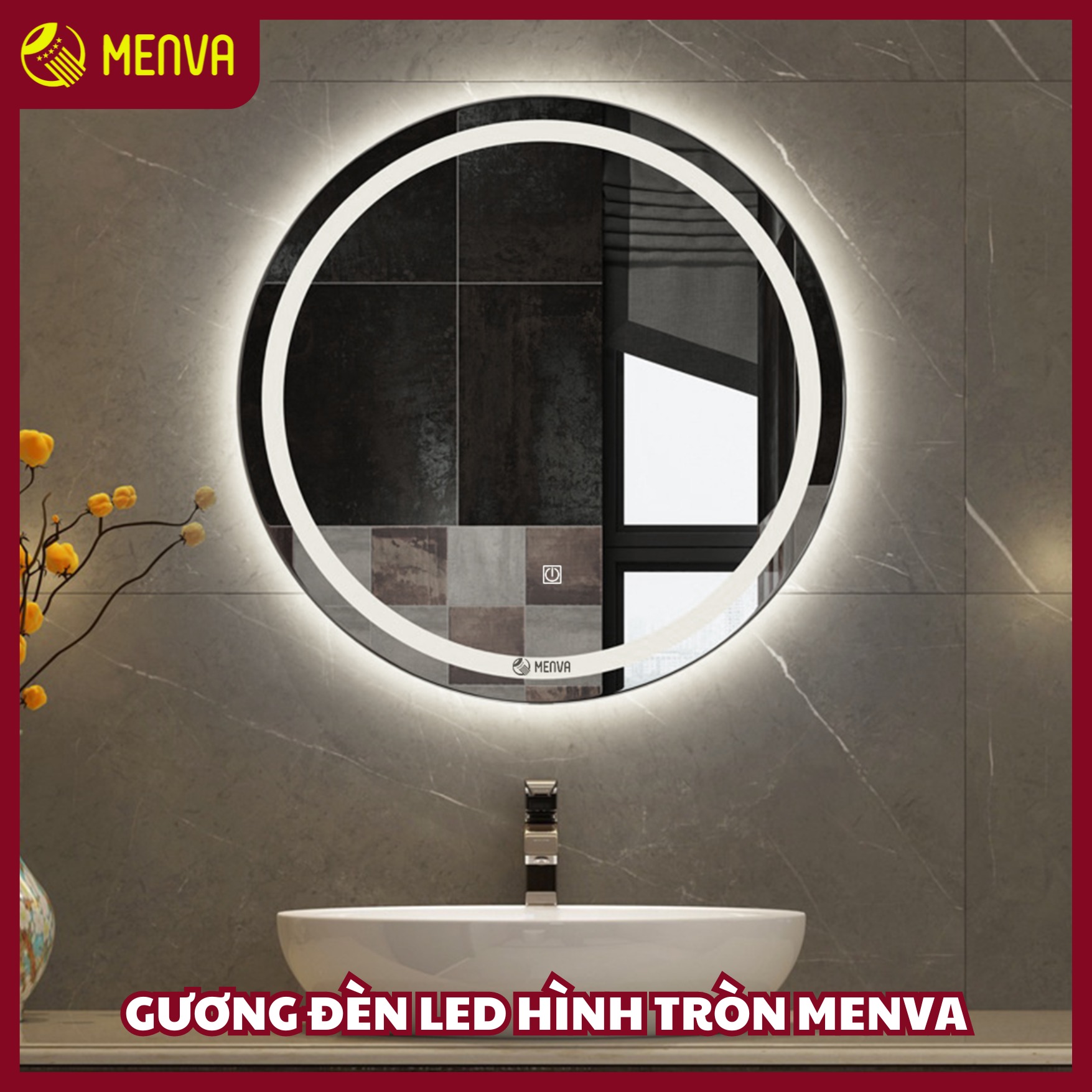 Gương đèn led hình tròn Menva